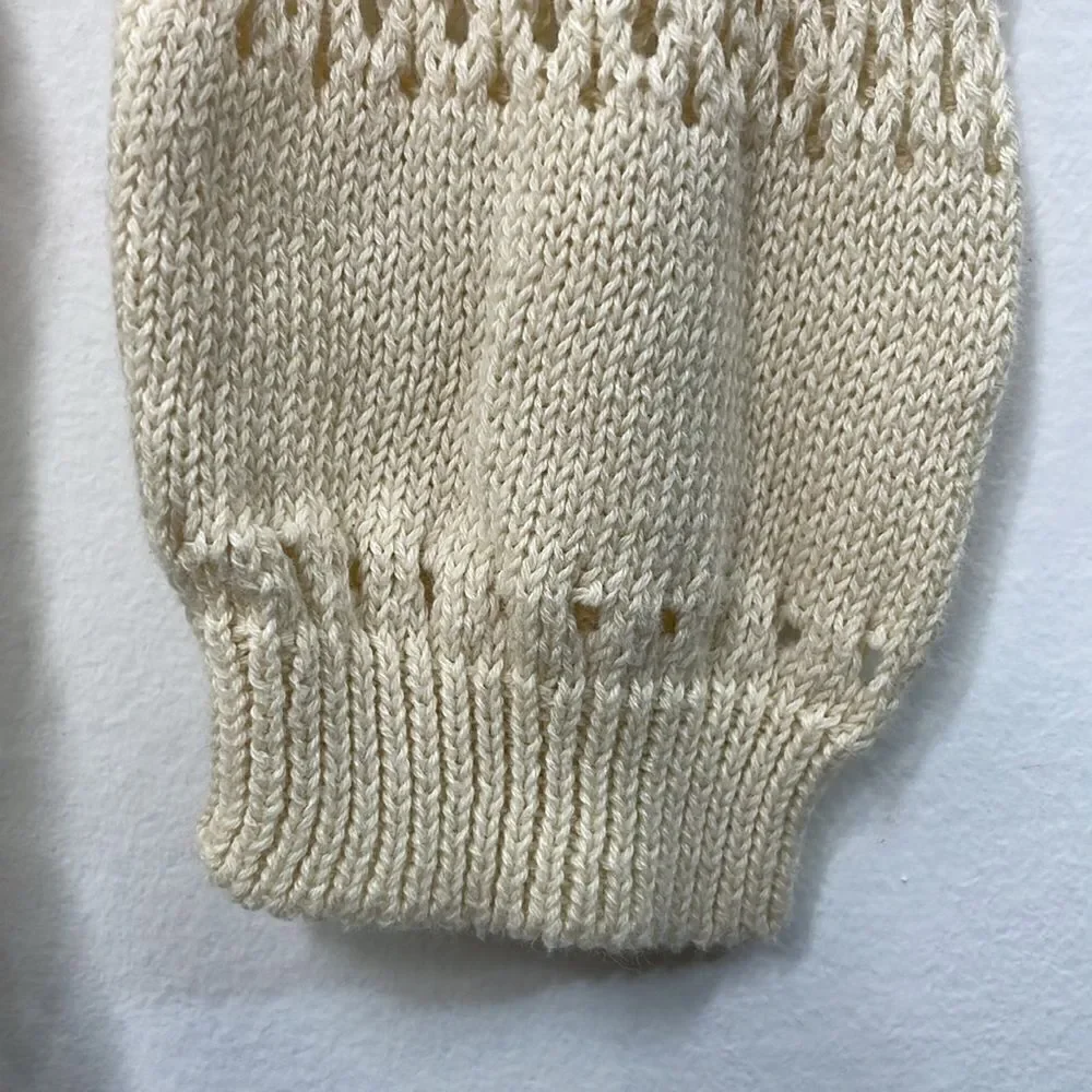 Wild Pearl Open Cardigan with fringe boho cotton crochet design Large cream